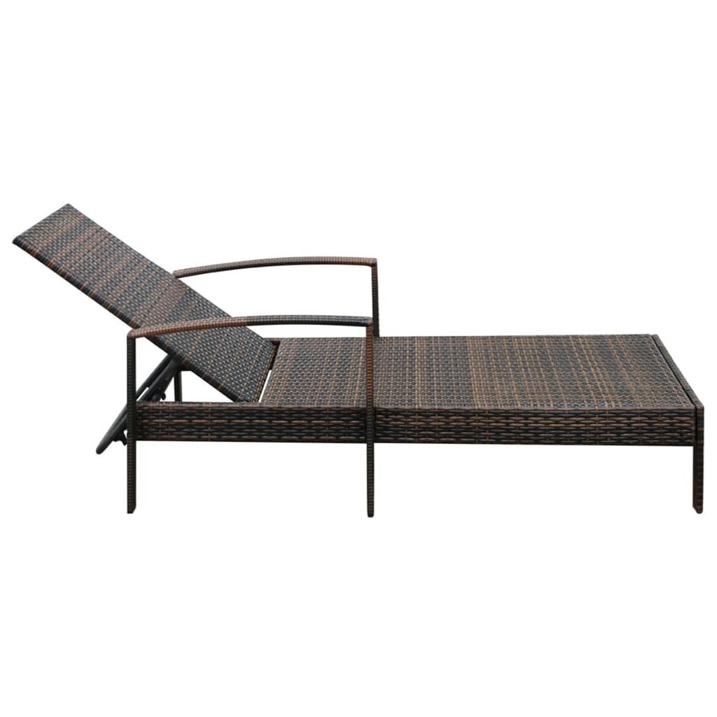 Lettino Prendisole con Cuscino in Polyrattan Marrone | homemem39
