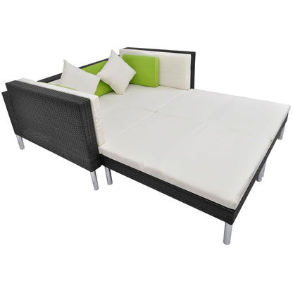 Set Divani da Giardino 4 pz con Cuscini in Polyrattan Nero | homemem39
