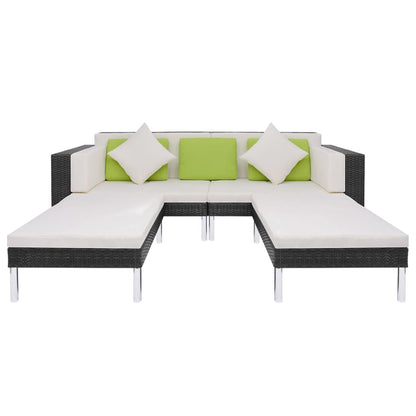 Set Divani da Giardino 4 pz con Cuscini in Polyrattan Nero | homemem39