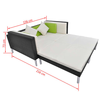 Set Divani da Giardino 4 pz con Cuscini in Polyrattan Nero | homemem39