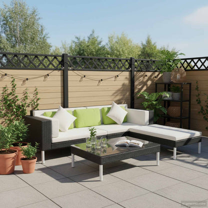 Set Divani da Giardino 4 pz con Cuscini in Polyrattan Nero
