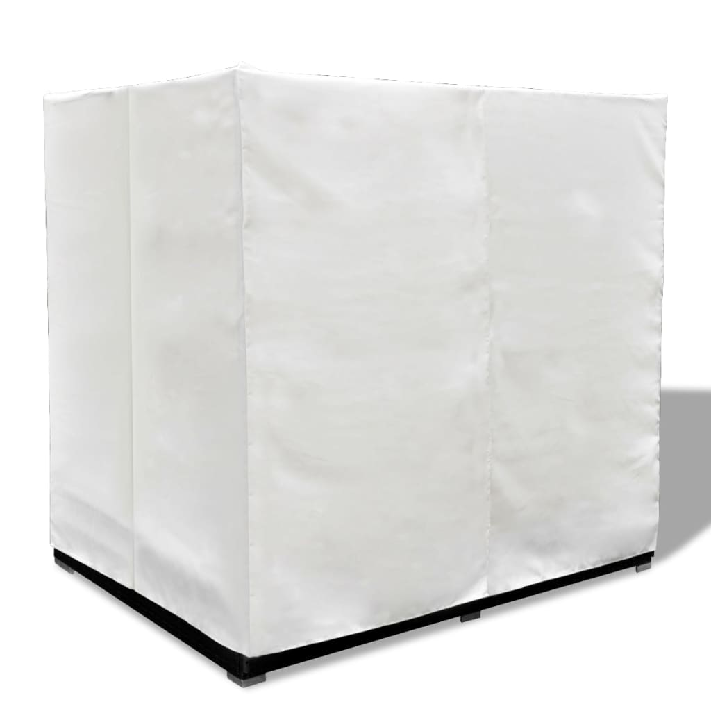 Lettino Prendisole con Tende in Polyrattan Nero - homemem39