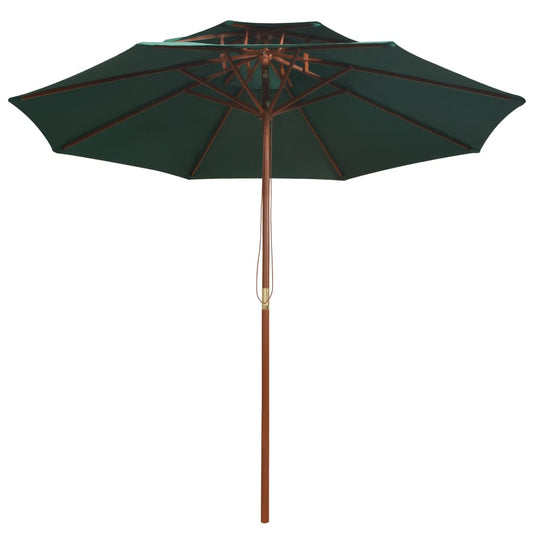 Ombrellone a 2 Livelli 270x270 cm con Palo in Legno Verde | homemem39