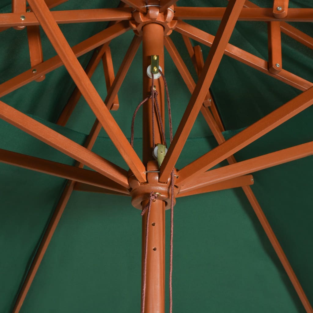 Ombrellone a 2 Livelli 270x270 cm con Palo in Legno Verde | homemem39