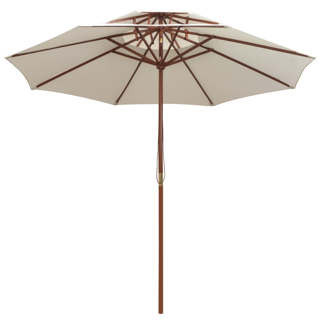 Ombrellone 2 Livelli 270x270 cm con Palo in Legno Bianco Crema | homemem39