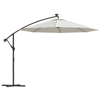 Ombrellone Pensile con Luci LED 300 cm Sabbia Palo in Metallo | homemem39