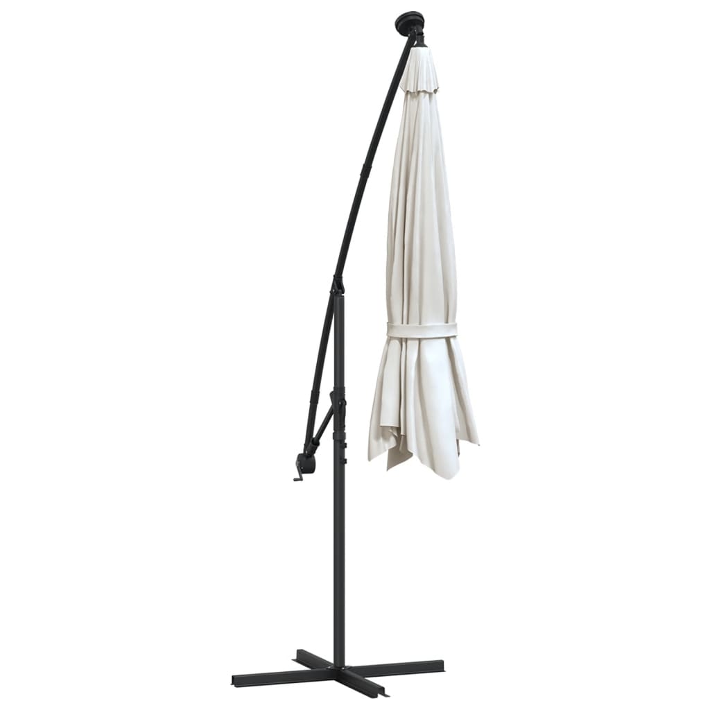 Ombrellone Pensile con Luci LED 300 cm Sabbia Palo in Metallo | homemem39