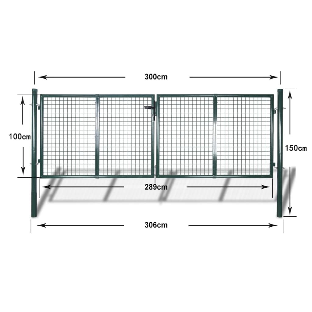 Cancello in Acciaio 306x150 cm Verde - homemem39