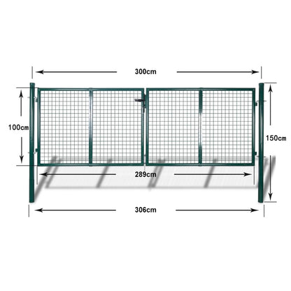 Cancello in Acciaio 306x150 cm Verde - homemem39