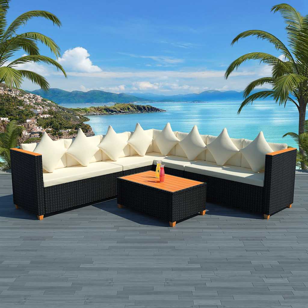 Set Divani da Giardino 5 pz con Cuscini in Polyrattan