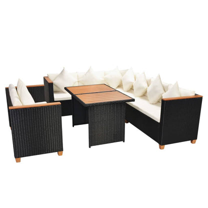 Set Divani da Giardino 5 pz con Cuscini in Polyrattan Nero | homemem39