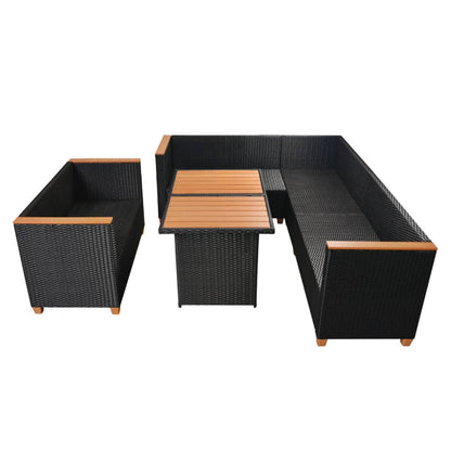 Set Divani da Giardino 5 pz con Cuscini in Polyrattan Nero | homemem39