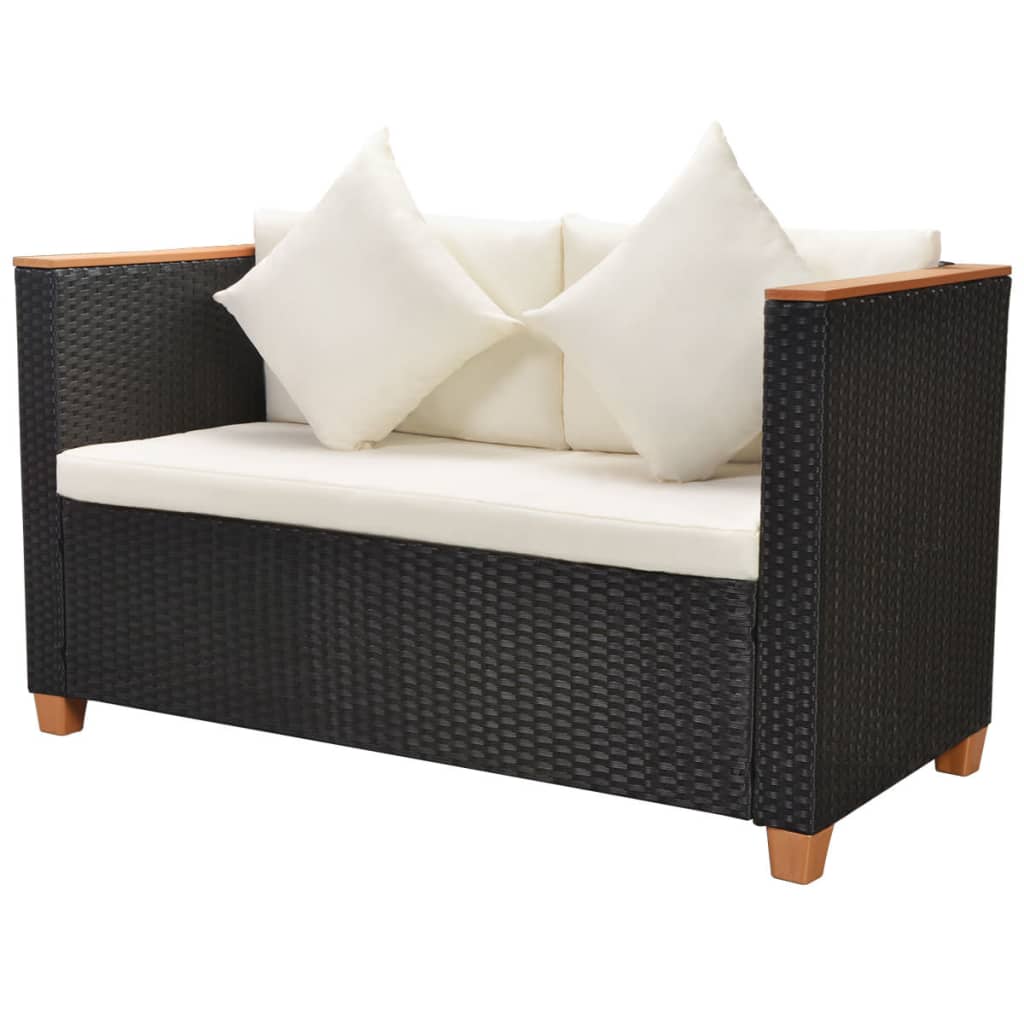 Set Divani da Giardino 5 pz con Cuscini in Polyrattan Nero | homemem39