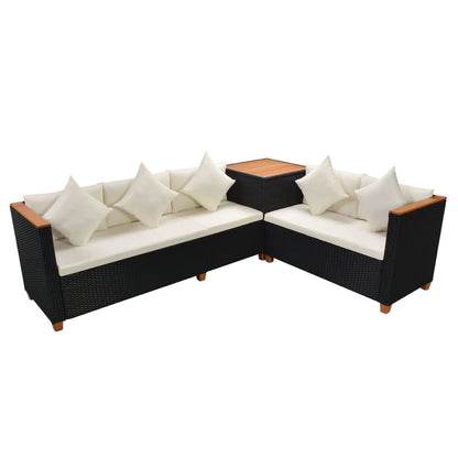 Set Divani da Giardino 7 pz con Cuscini in Polyrattan Nero | homemem39