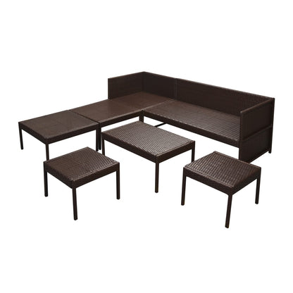 Set Divani da Giardino 6 pz con Cuscini in Polyrattan Marrone - homemem39