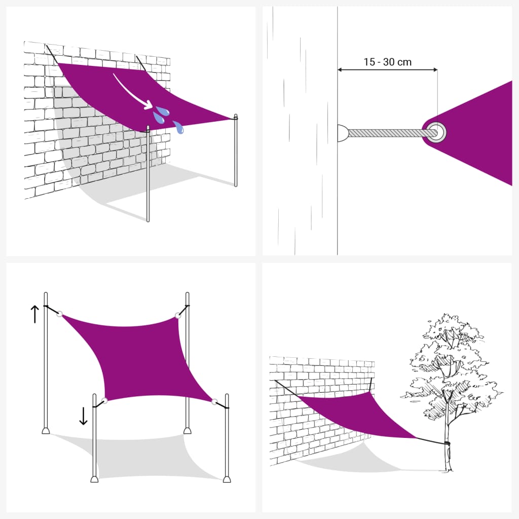 Vela Parasole in HDPE Quadrata 2x2 m Antracite