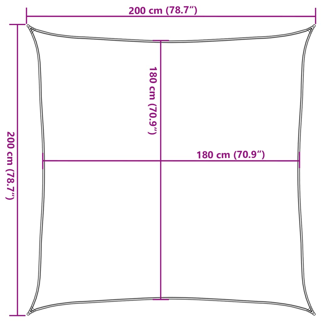 Vela Parasole in HDPE Quadrata 2x2 m Antracite