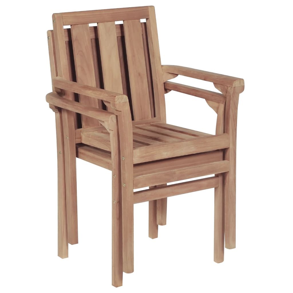 Sedie da Giardino Impilabili 2 pz in Legno Massello di Teak | homemem39