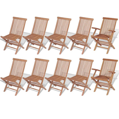 Set da Pranzo Giardino 11 pz Sedie Pieghevoli Massello di Teak - homemem39