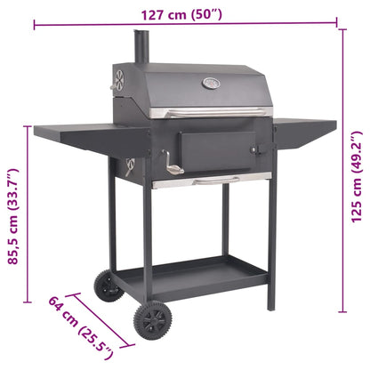 Barbecue a Carbonella con Ripiano Inferiore Nero - homemem39