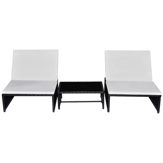 Sedie da Giardino Reclinabili 2 pz con Tavolo in Polyrattan