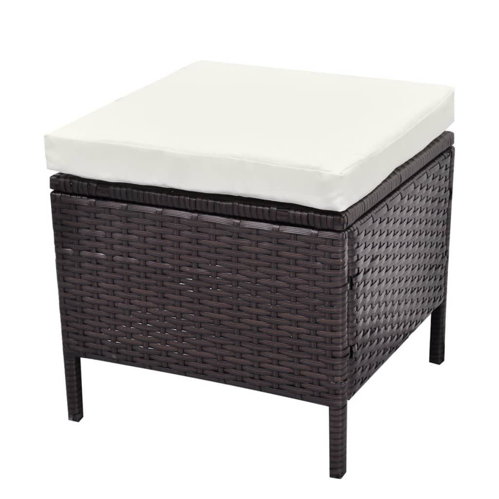 Set Divani da Giardino 4 pz con Cuscini in Polyrattan Marrone | homemem39