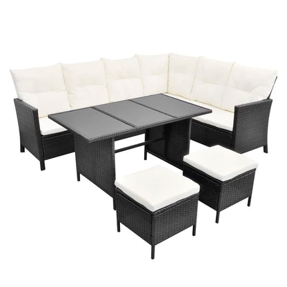 Set Divani da Giardino 4 pz con Cuscini in Polyrattan Nero | homemem39