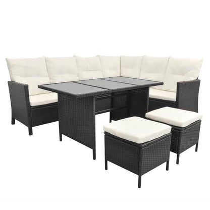 Set Divani da Giardino 4 pz con Cuscini in Polyrattan Nero | homemem39