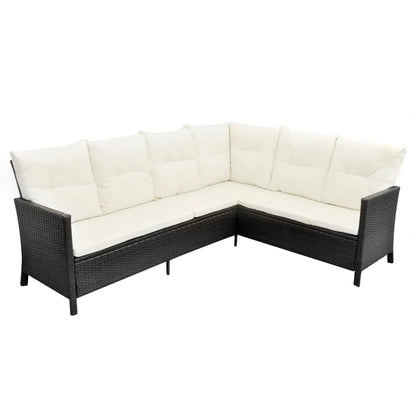 Set Divani da Giardino 4 pz con Cuscini in Polyrattan Nero | homemem39