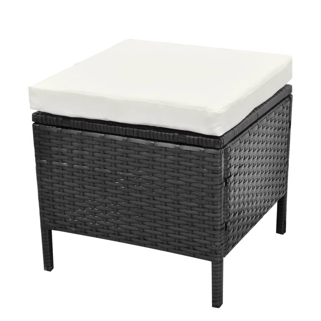 Set Divani da Giardino 4 pz con Cuscini in Polyrattan Nero | homemem39