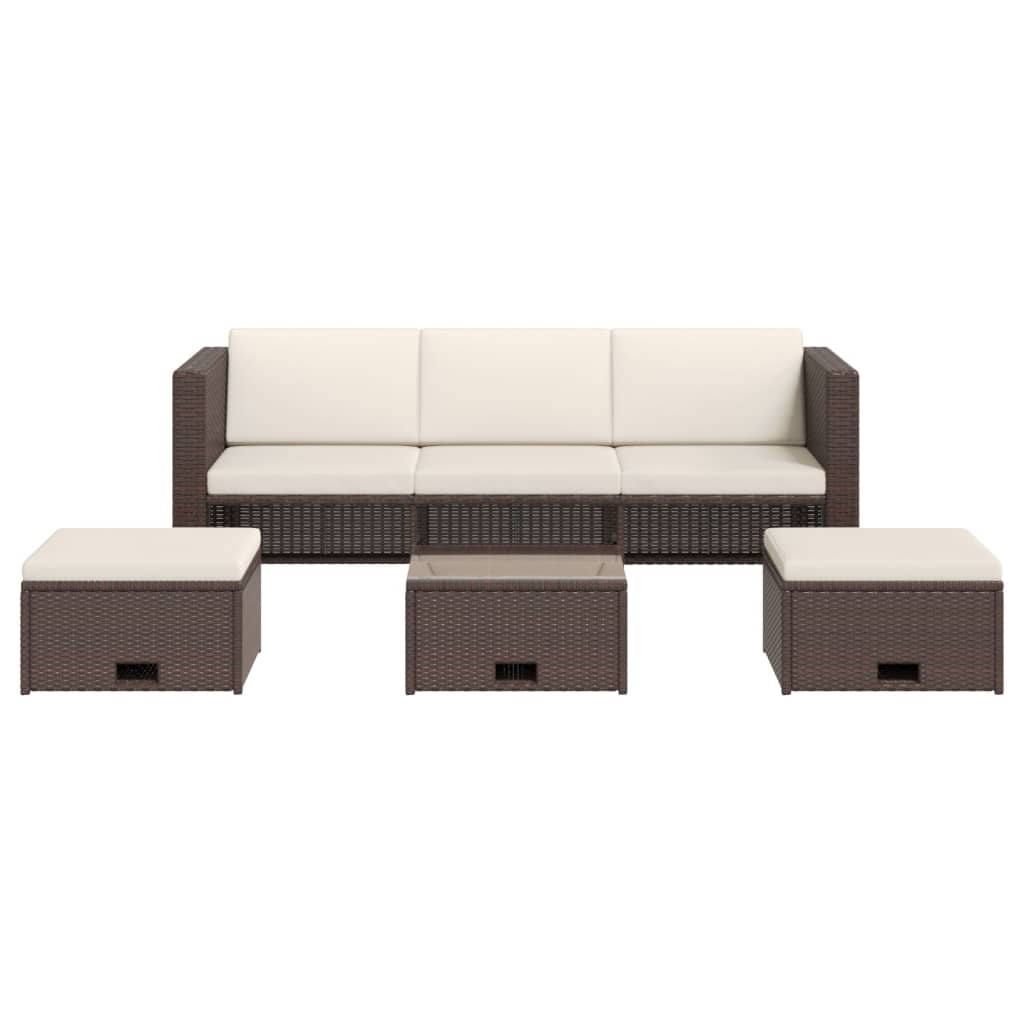 Set Divani da Giardino 4 pz con Cuscini in Polyrattan Marrone | homemem39