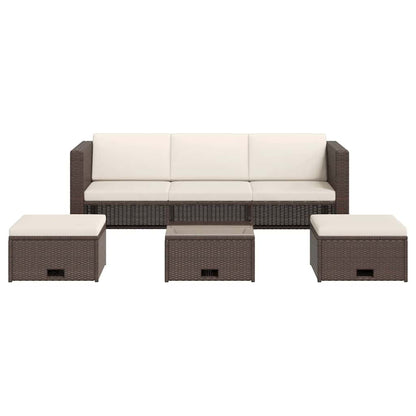 Set Divani da Giardino 4 pz con Cuscini in Polyrattan Marrone