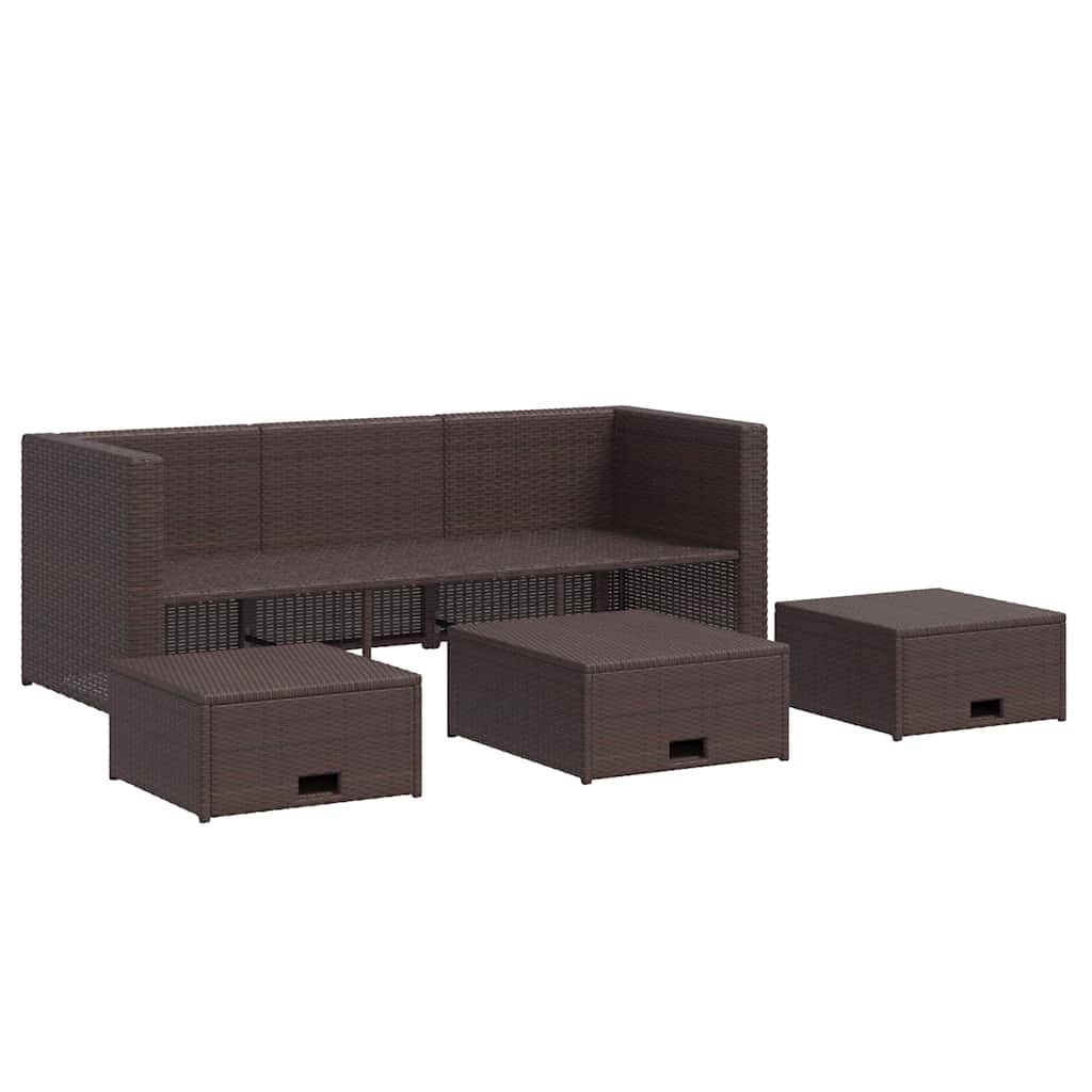 Set Divani da Giardino 4 pz con Cuscini in Polyrattan Marrone