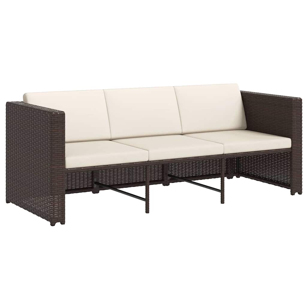 Set Divani da Giardino 4 pz con Cuscini in Polyrattan Marrone