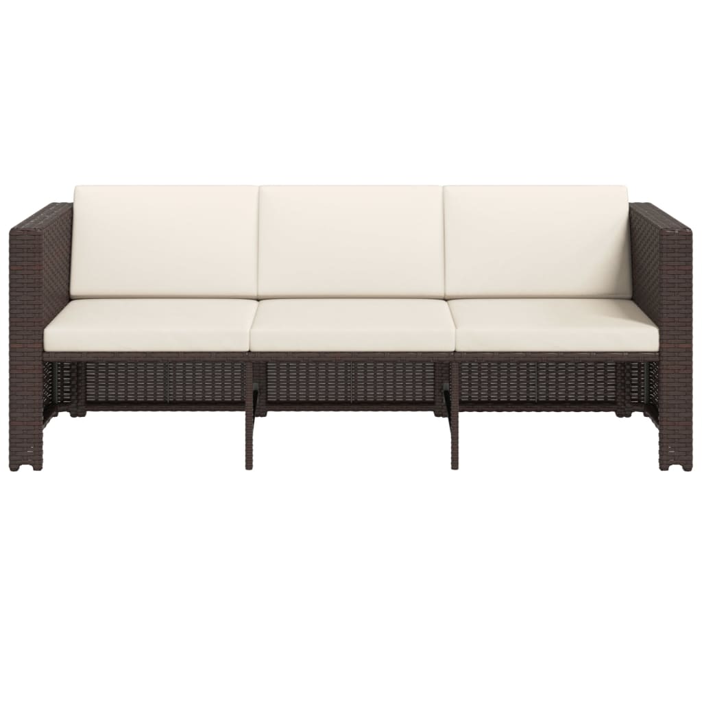Set Divani da Giardino 4 pz con Cuscini in Polyrattan Marrone | homemem39