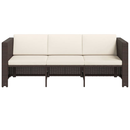 Set Divani da Giardino 4 pz con Cuscini in Polyrattan Marrone | homemem39