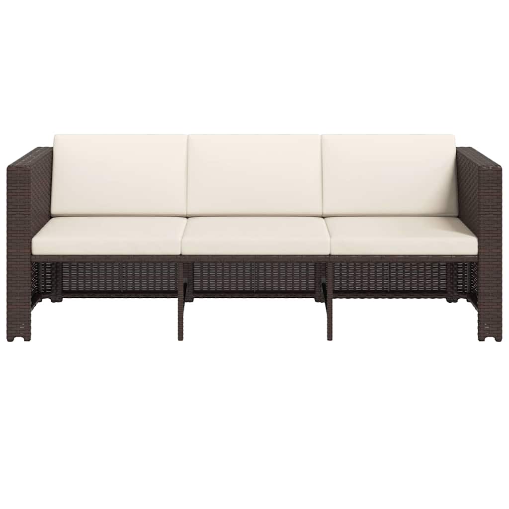 Set Divani da Giardino 4 pz con Cuscini in Polyrattan Marrone