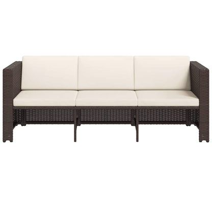 Set Divani da Giardino 4 pz con Cuscini in Polyrattan Marrone