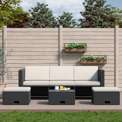 Set Divani da Giardino 4 pz con Cuscini in Polyrattan Nero - homemem39
