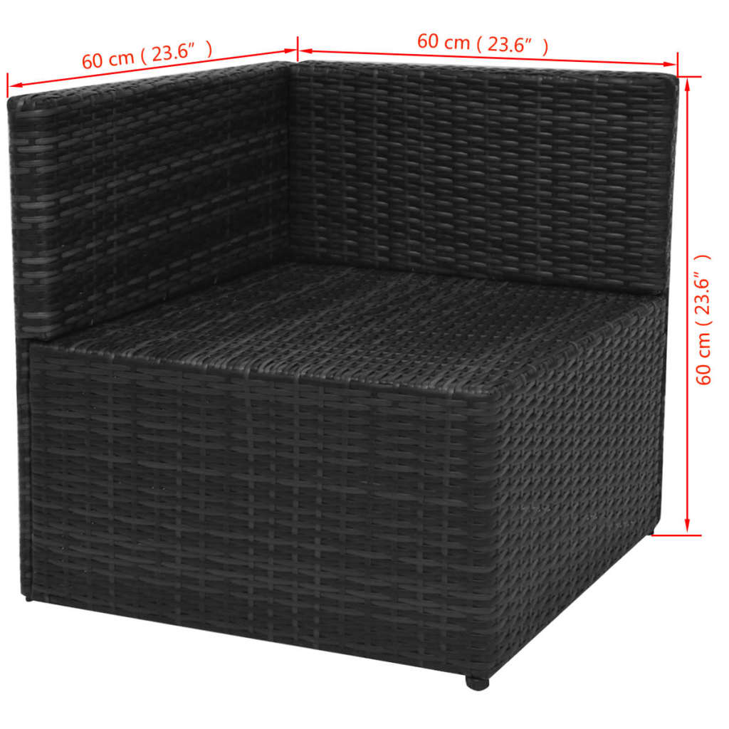 Set Divani da Giardino 5 pz con Cuscini in Polyrattan Nero | homemem39