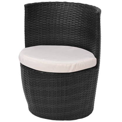 Set da Bistrot 3 pz con Cuscini in Polyrattan Nero | homemem39