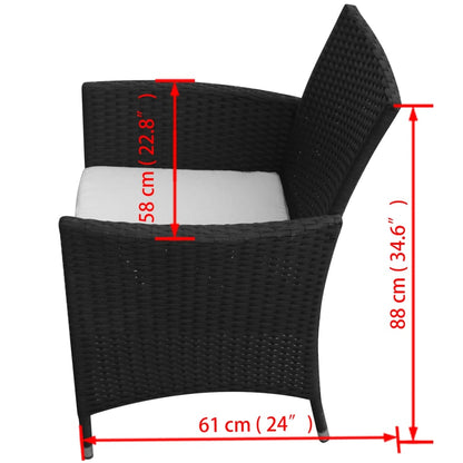 Set da Pranzo da Giardino 7 pz con Cuscini in Polyrattan Nero - homemem39