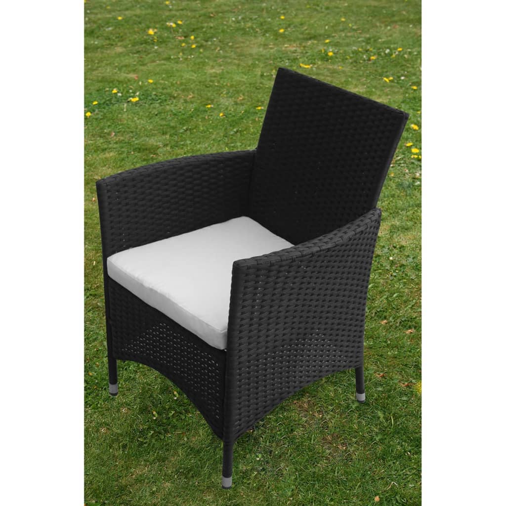 Set da Pranzo da Giardino 5 pz con Cuscini in Polyrattan Nero - homemem39