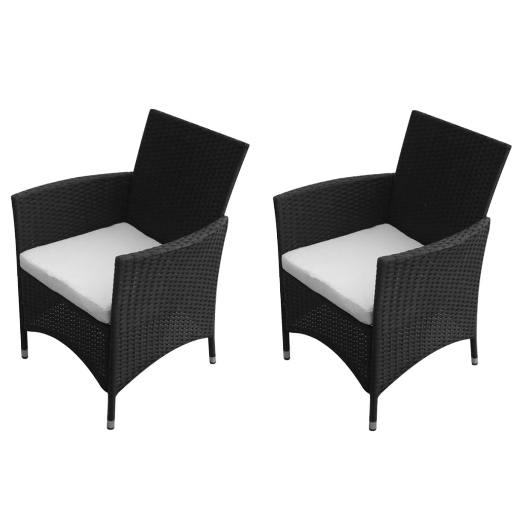 Sedie da Giardino 2 pz in Polyrattan Nero