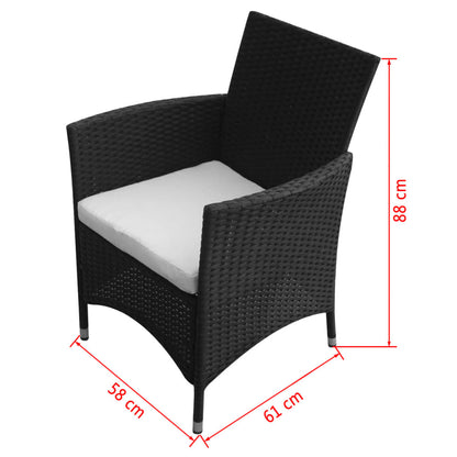 Sedie da Giardino 2 pz in Polyrattan Nero