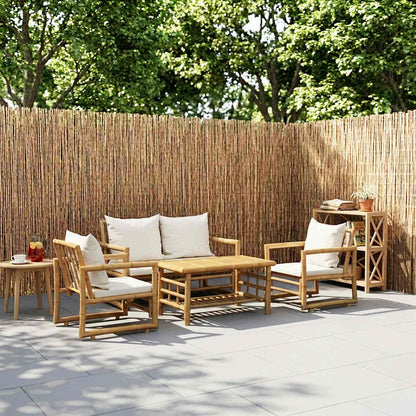 Set Divani da Giardino 4 pz con Cuscini in Bambù