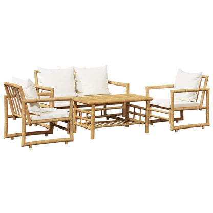 Set Divani da Giardino 4 pz con Cuscini in Bambù
