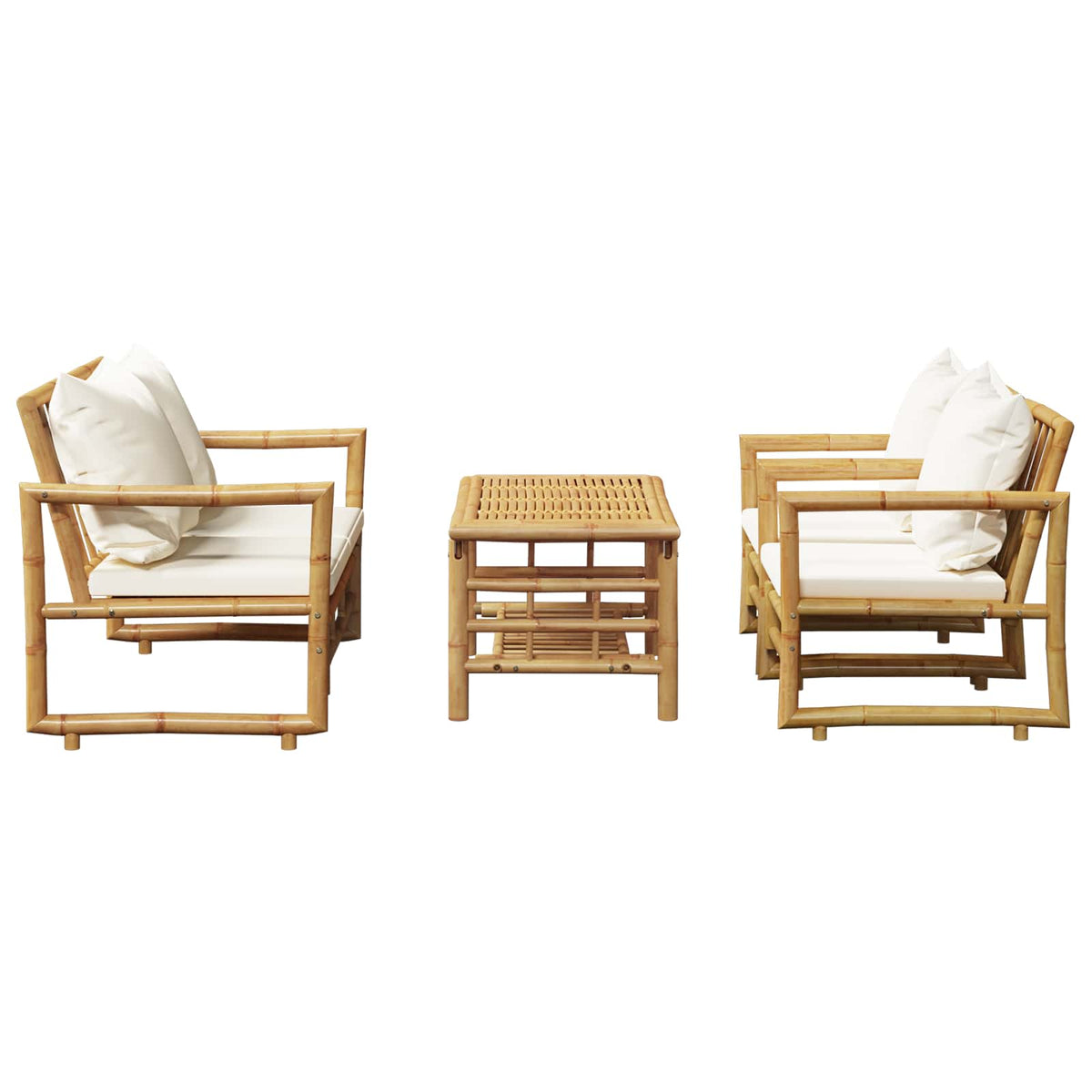 Set Divani da Giardino 4 pz con Cuscini in Bambù