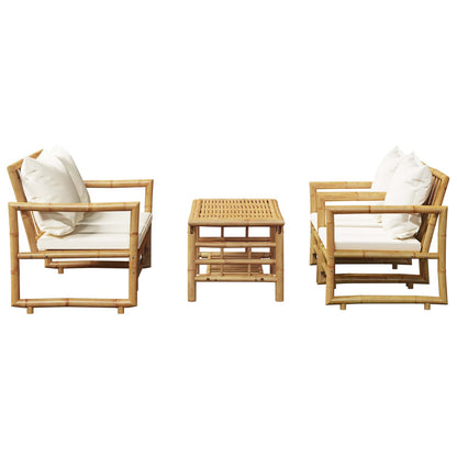 Set Divani da Giardino 4 pz con Cuscini in Bambù