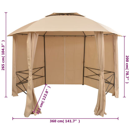 Gazebo Padiglione da Giardino con Tende Esagonale 360x265 cm - homemem39